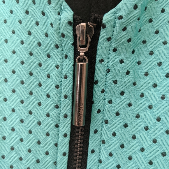 Kensie Teal w/ Pokadot Black Shoulder Small dress - Picture 11 of 15